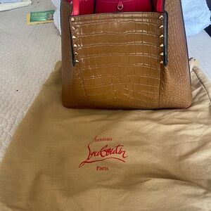 Christian Louboutin Brown Croc-Embossed Tote